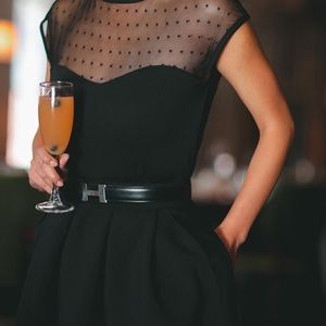 Modcloth Sleeveless Black Sheer Top